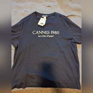 H&M Women's Black Graphic T-Shirt